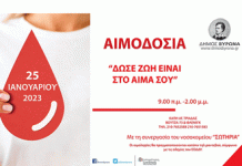 Εθελοντική Αιμοδοσία του Δήμου Βύρωνα την Τετάρτη 25 Ιανουαρίου