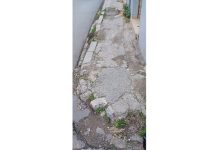 Κατεστραμμένο πεζοδρόμιο Ελλησπόντου και Μαδυτού γωνία